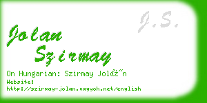 jolan szirmay business card